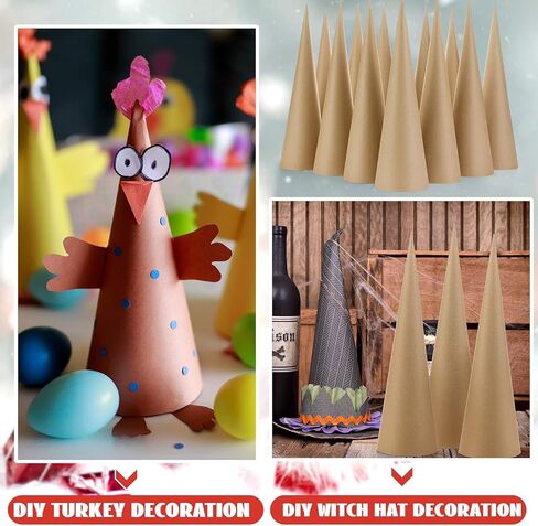 Zhanmai 12 Pcs Large Christmas Paper Mache Cones Cardboard Cones Craft Open Bottom Cone for Christmas Tree Gnomes Halloween Valentine's Day DIY Art Crafts Decoration 17.9 x 5 Inch in Saudi Arabia