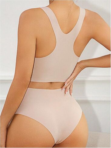 MakeMeChic Women's 2 Piece Lingerie Sets Wireless Push Up Bra and High Rise Briefs Set in Saudi Arabia