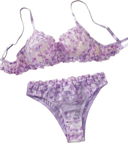 Women's Floral Underwire Lingeries Exotic Set Sheer Mesh Embroidered Lingerie Set in Saudi Arabia