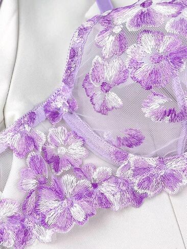 Women's Floral Underwire Lingeries Exotic Set Sheer Mesh Embroidered Lingerie Set in Saudi Arabia