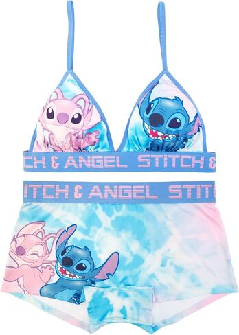 مجموعة ملابس داخلية قصيرة للسيدات من Disney Stitch and Angel Juniors وصدرية رياضية للسيدات بمقاسات Xs-xl in Saudi Arabia