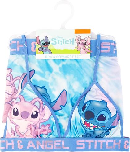 مجموعة ملابس داخلية قصيرة للسيدات من Disney Stitch and Angel Juniors وصدرية رياضية للسيدات بمقاسات Xs-xl in Saudi Arabia