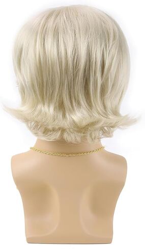 Mens Blonde Wigs 5pcs Set (Wig+ Glasses+ Necklace+ Mustache+ Wig Cap) Short Wavy Shaggy Wig 70s Costumes Disco Rocker Men Wig for Halloween Chrismas Cosplay Party in Kuwait