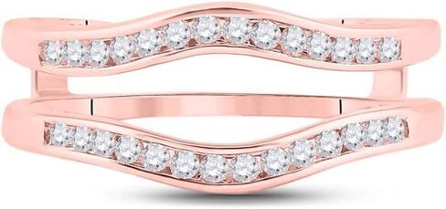 Jewels By Lux ذهب وردي عيار 14 قيراط للسيدات على شكل دائري ألماس لحفلات الزفاف محسن 1/4 Cttw، مقاس نسائي: 5-10 in Saudi Arabia