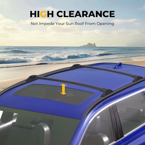 BougeRV قضبان متقاطعة لسقف السقف متوافقة مع Honda CR-V وCRV Hybrid 2023 2024 2025 مع قضبان جانبية، رف أمتعة من الألومنيوم عالي التحمل للسيارة مضاد للصدأ لحامل البضائع ودراجة كاياك للتزلج in Kuwait