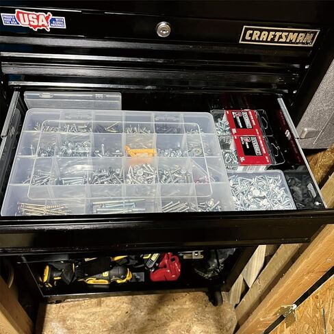 صندوق منظم بلاستيكي كبير مكون من 24 شبكة وفواصل قابلة للتعديل، صندوق تخزين شفاف للمجوهرات والحرف اليدوية الفنية وأدوات الصيد والخرز والأجزاء الصغيرة in Kuwait