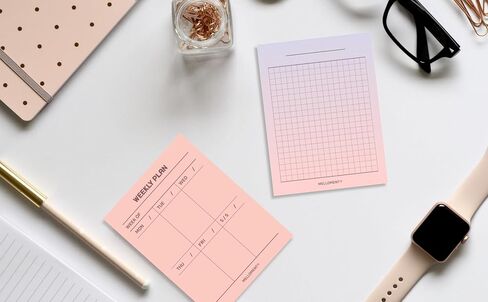 Day By Day Mini Planner Pads, Aesthetic Korean Style Tear-off Planning Pad, Pack of 4 Designs, 100 Sheets each design (Total 400 Sheets), Lovely Assorted Color, Portable Size 3.15 x 4.17", SET_B [ To Do List + Daily Plan + Weekly Plan + Grid Memo Pad ] in Saudi Arabia