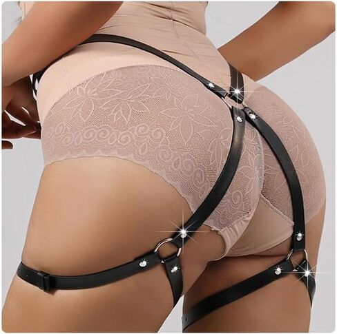 Leather Belly Waist Chain Belt Punk Body Harness for Women Fashion Leg Garter Chain Thigh Belt Rave Body Jewelry Accessories in Saudi Arabia