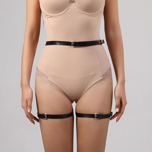 Leather Belly Waist Chain Belt Punk Body Harness for Women Fashion Leg Garter Chain Thigh Belt Rave Body Jewelry Accessories in Saudi Arabia