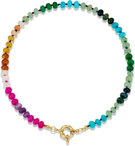 LILIE&WHITE Beaded Necklaces For Women Colorful Beaded Necklace Boho Necklaces Rainbow Stone Necklace Fashion Gemstone Necklace Jewelry in Saudi Arabia