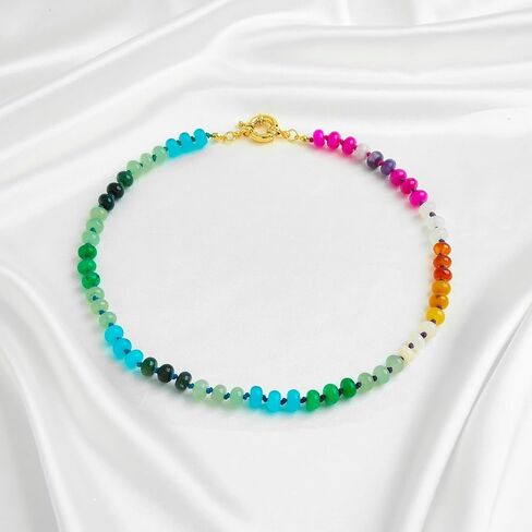 LILIE&WHITE Beaded Necklaces For Women Colorful Beaded Necklace Boho Necklaces Rainbow Stone Necklace Fashion Gemstone Necklace Jewelry in Saudi Arabia
