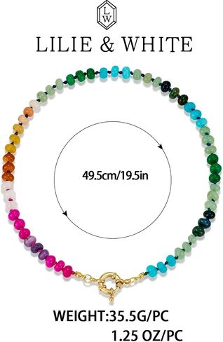 LILIE&WHITE Beaded Necklaces For Women Colorful Beaded Necklace Boho Necklaces Rainbow Stone Necklace Fashion Gemstone Necklace Jewelry in Saudi Arabia