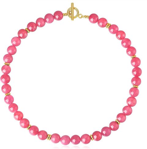 NUZON 10MM Round Gemstone Beaded Necklace for Women Natural Stone Choker Healing Chakra Ball Strand Bohemian Summer Jewelry with Toggle Clasp 17’’ in Saudi Arabia