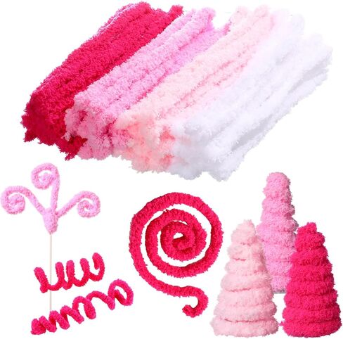 Sonwyoung 24 Pcs 39.37 Inches Jumbo Pipe Cleaners Bulk Coral Fleece Fur Thick Pipe Cleaners Chenille Stems Craft Supplies Easter St. Patrick's Day Gifts DIY Projects(Green, White, Orange) in Saudi Arabia