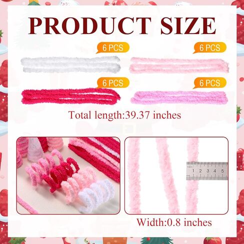 Sonwyoung 24 Pcs 39.37 Inches Jumbo Pipe Cleaners Bulk Coral Fleece Fur Thick Pipe Cleaners Chenille Stems Craft Supplies Easter St. Patrick's Day Gifts DIY Projects(Green, White, Orange) in Saudi Arabia