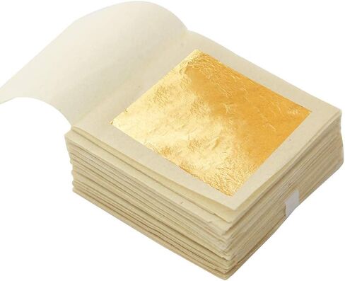 Edible Gold Leaf Sheets 100 pcs 1.7" 24K Facial Care Foil for Skin Care, Cake Baking, Gilding, Cooking, Chocolates, Health & Spa in Saudi Arabia