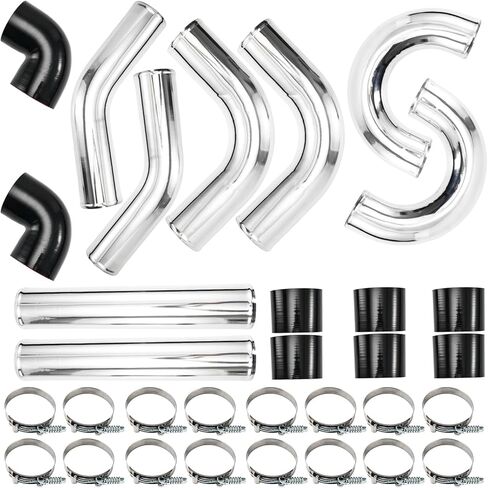 PHILTOP Turbo Intercooler Piping 3.5" Inch Universal Aluminum Turbo Intercooler Piping Kit Pipes Clamp Coupler in Saudi Arabia