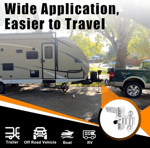 وصلة وصلة مقطورة قابلة للتعديل، 2-5/16 بوصة و2 بوصة، وصلة ربط تناسب جهاز استقبال 2 بوصة، وصلة قطرة 12500 رطل GTW مع 4 قطع وسادات إسكات ومزالج، وصلة سحب مقطورة من سبائك الألومنيوم مقاس 6 بوصة in Kuwait