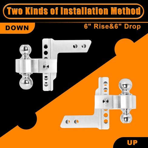 وصلة وصلة مقطورة قابلة للتعديل، 2-5/16 بوصة و2 بوصة، وصلة ربط تناسب جهاز استقبال 2 بوصة، وصلة قطرة 12500 رطل GTW مع 4 قطع وسادات إسكات ومزالج، وصلة سحب مقطورة من سبائك الألومنيوم مقاس 6 بوصة in Kuwait