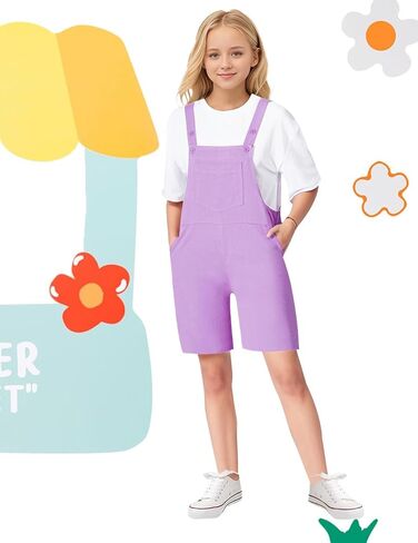 Girls Overalls Sleeveless Adjustable Jumpsuits Kids Casual Loose Romper Cute Long Pants with Pockets 4-14 Years in Kuwait