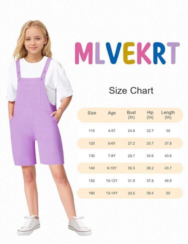 Girls Overalls Sleeveless Adjustable Jumpsuits Kids Casual Loose Romper Cute Long Pants with Pockets 4-14 Years in Kuwait