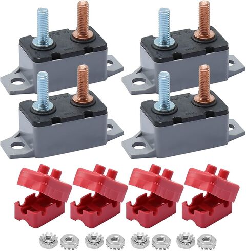 UOIENRT 4 قطع قاطع دائرة إعادة الضبط التلقائي DC 12V - 24V مع غطاء مسمار للسيارة والمزيد (10A) in Saudi Arabia