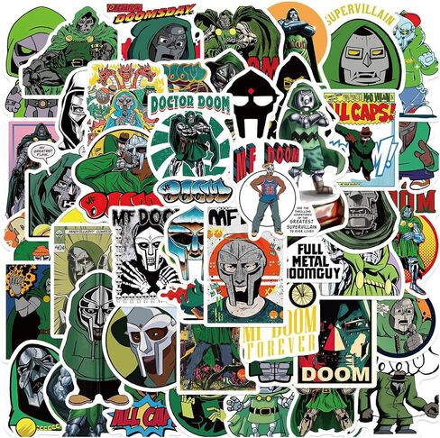 50 قطعة من ملصقات الهيب هوب المغنية MF Doom، ملصقات مقاومة للماء للهدايا، زجاجات المياه، كوب الكمبيوتر المحمول، الدراجة، لوح التزلج، صندوق الأمتعة، رقع جرافيتي من الفينيل BRJHSL in Saudi Arabia