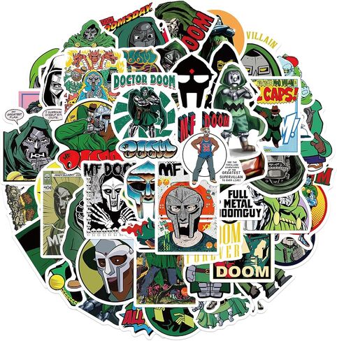 50 قطعة من ملصقات الهيب هوب المغنية MF Doom، ملصقات مقاومة للماء للهدايا، زجاجات المياه، كوب الكمبيوتر المحمول، الدراجة، لوح التزلج، صندوق الأمتعة، رقع جرافيتي من الفينيل BRJHSL in Saudi Arabia