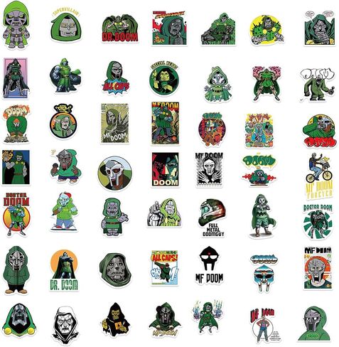 50 قطعة من ملصقات الهيب هوب المغنية MF Doom، ملصقات مقاومة للماء للهدايا، زجاجات المياه، كوب الكمبيوتر المحمول، الدراجة، لوح التزلج، صندوق الأمتعة، رقع جرافيتي من الفينيل BRJHSL in Saudi Arabia