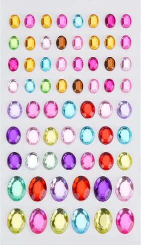 HAIIDOAK Gem Stickers for Crafts, 6 Sheets Self Adhesive Rhinestone Jewel Stickers, Various Shapes and Sizes for Kids' Crafts and scrapbooks in Saudi Arabia