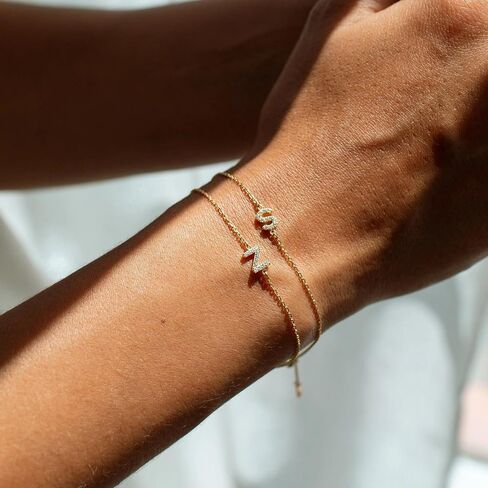 Gold Initial Bracelets for Women, Dainty 14K Gold Plated Letter Initial Bracelet for Women, Cute Layered Box Chain Gold Bracelets for Women Trendy Jewelry in Kuwait