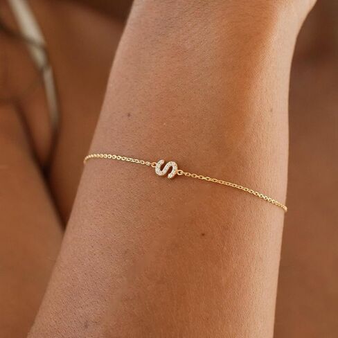 Gold Initial Bracelets for Women, Dainty 14K Gold Plated Letter Initial Bracelet for Women, Cute Layered Box Chain Gold Bracelets for Women Trendy Jewelry in Kuwait