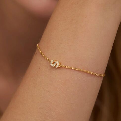 Gold Initial Bracelets for Women, Dainty 14K Gold Plated Letter Initial Bracelet for Women, Cute Layered Box Chain Gold Bracelets for Women Trendy Jewelry in Kuwait