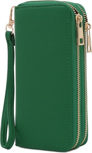 FashionPuzzle Double Zip Around PU Leather Wristlet Cell Phone Wallet in Saudi Arabia
