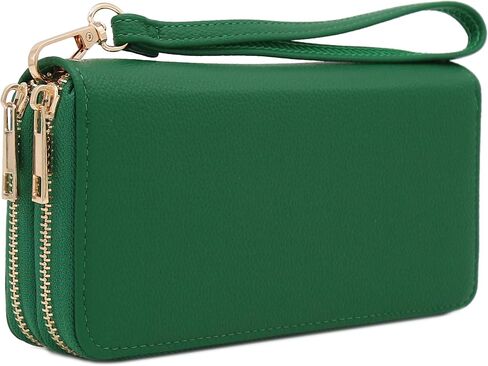 FashionPuzzle Double Zip Around PU Leather Wristlet Cell Phone Wallet in Saudi Arabia