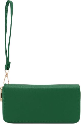 FashionPuzzle Double Zip Around PU Leather Wristlet Cell Phone Wallet in Saudi Arabia