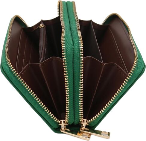 FashionPuzzle Double Zip Around PU Leather Wristlet Cell Phone Wallet in Saudi Arabia