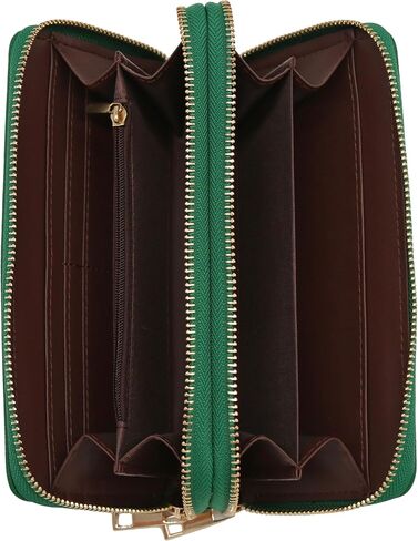 FashionPuzzle Double Zip Around PU Leather Wristlet Cell Phone Wallet in Saudi Arabia