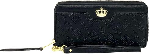 Juicy Couture Large Zip Around Wallet Wristlet (Black Deboss) in Saudi Arabia