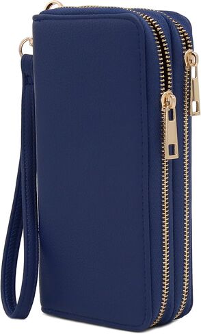 FashionPuzzle Double Zip Around PU Leather Wristlet Cell Phone Wallet in Saudi Arabia