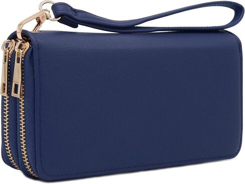 FashionPuzzle Double Zip Around PU Leather Wristlet Cell Phone Wallet in Saudi Arabia