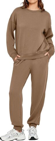 Glamaker Womens 2 Piece Outfits Sweatsuit Long Sleeve Crewneck Tracksuit Jogger Pants Matching Sets 2024 in Saudi Arabia