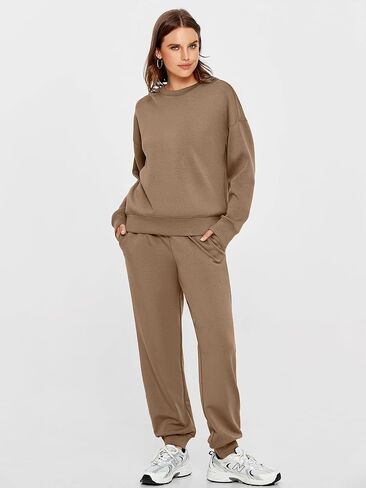 Glamaker Womens 2 Piece Outfits Sweatsuit Long Sleeve Crewneck Tracksuit Jogger Pants Matching Sets 2024 in Saudi Arabia