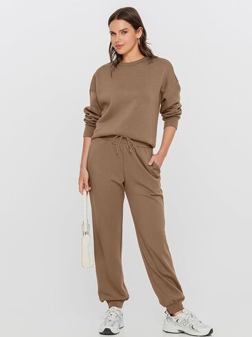 Glamaker Womens 2 Piece Outfits Sweatsuit Long Sleeve Crewneck Tracksuit Jogger Pants Matching Sets 2024 in Saudi Arabia