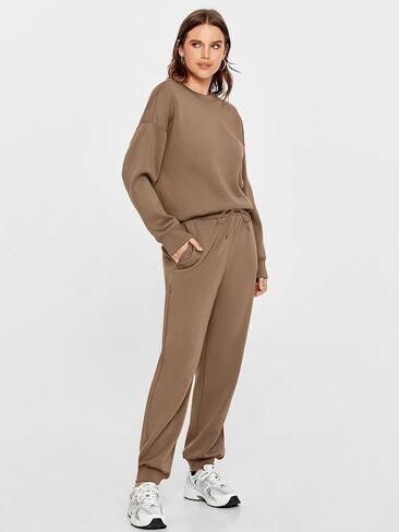 Glamaker Womens 2 Piece Outfits Sweatsuit Long Sleeve Crewneck Tracksuit Jogger Pants Matching Sets 2024 in Saudi Arabia