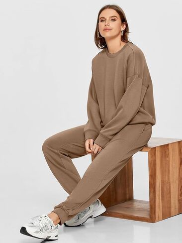 Glamaker Womens 2 Piece Outfits Sweatsuit Long Sleeve Crewneck Tracksuit Jogger Pants Matching Sets 2024 in Saudi Arabia