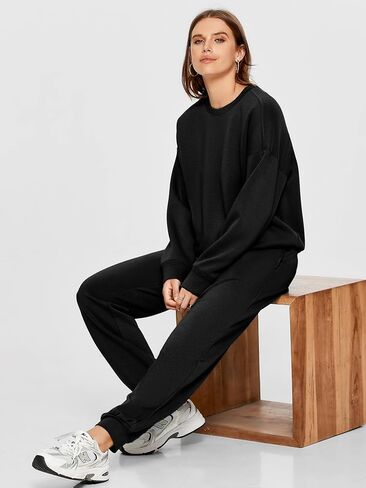 Glamaker Womens 2 Piece Outfits Sweatsuit Long Sleeve Crewneck Tracksuit Jogger Pants Matching Sets 2024 in Saudi Arabia