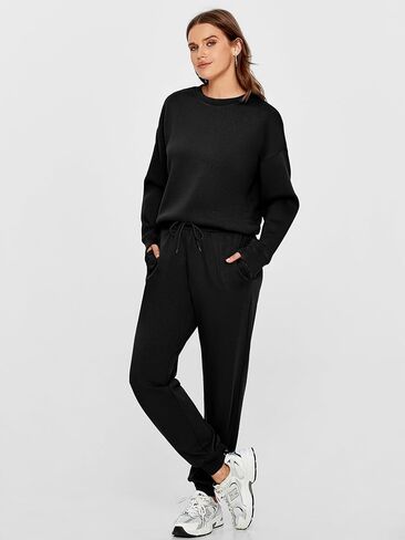 Glamaker Womens 2 Piece Outfits Sweatsuit Long Sleeve Crewneck Tracksuit Jogger Pants Matching Sets 2024 in Saudi Arabia