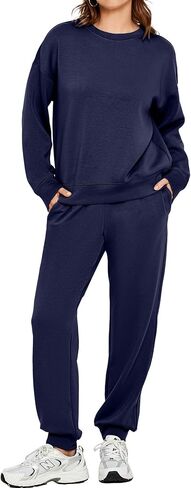 Glamaker Womens 2 Piece Outfits Sweatsuit Long Sleeve Crewneck Tracksuit Jogger Pants Matching Sets 2024 in Saudi Arabia