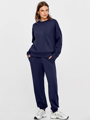 Glamaker Womens 2 Piece Outfits Sweatsuit Long Sleeve Crewneck Tracksuit Jogger Pants Matching Sets 2024 in Saudi Arabia